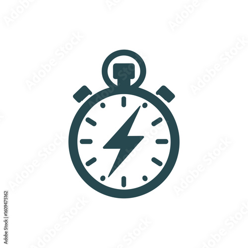 Stopwatch with lightning bolt symbolizing speed and efficiency in time management