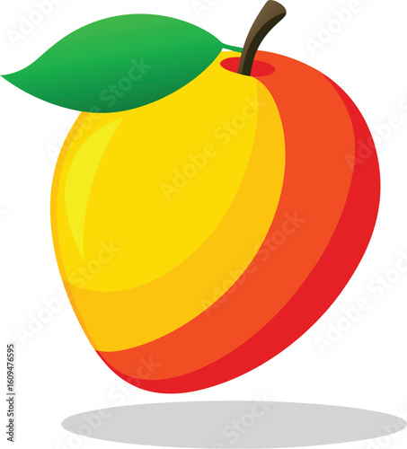 Vibrant ripe mango with smooth yellow and red skin