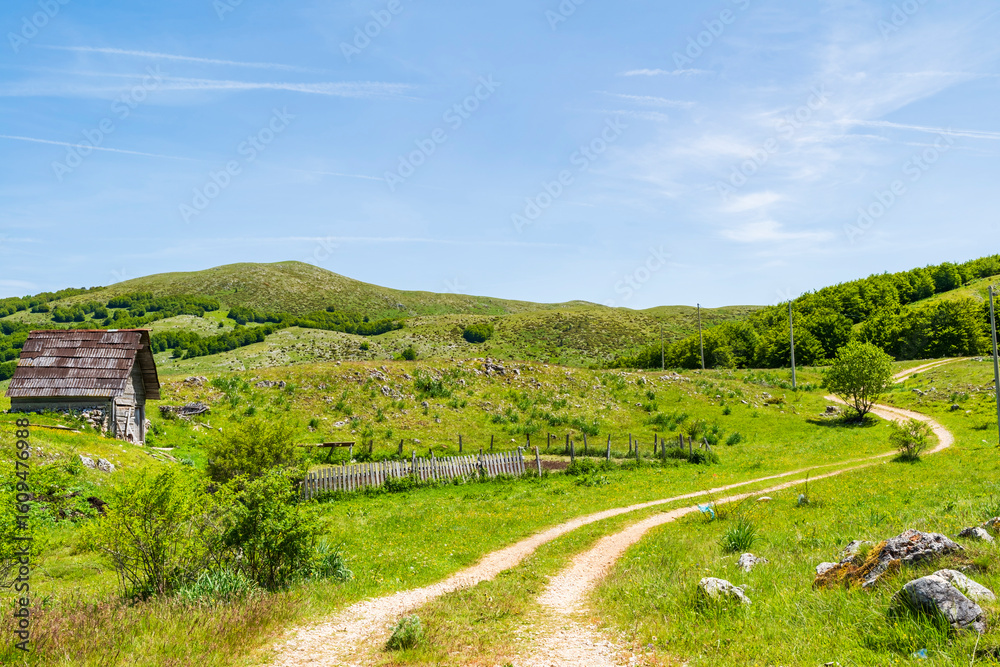 Naklejka premium View of a countryside in small village Trsa in Montenegro