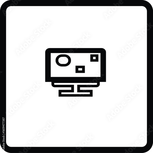 This monitor icon includes interface blocks, symbolizing digital dashboards, data visualization, or software layouts. Suitable for admin panels, websites, and responsive UI design.
