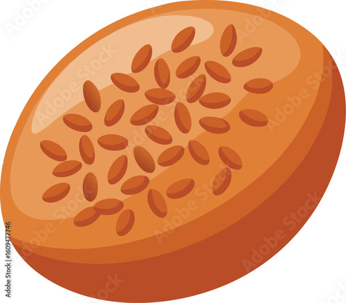 Close up of a single flaxseed on a clean white background with subtle details