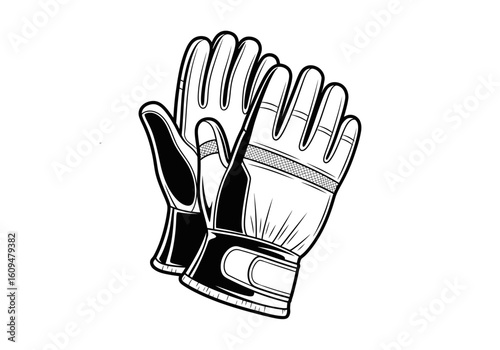 A detailed illustration of a pair of protective gloves, ready for work or sport
