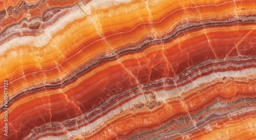 Intricate swirls of orange and red onyx stone, showcasing its layered texture and natural veining.