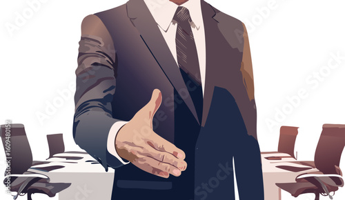 握手を求めるビジネスマン