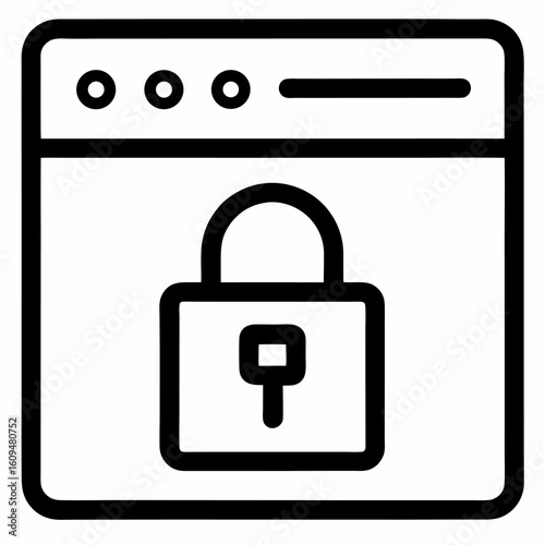 Secure Browser Tab Icon – Black Outline Vector for Web Security & Privacy

