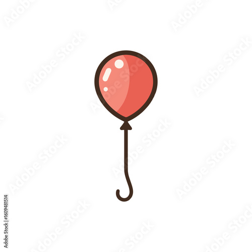 A vibrant red balloon floating gracefully against a minimalist white background
