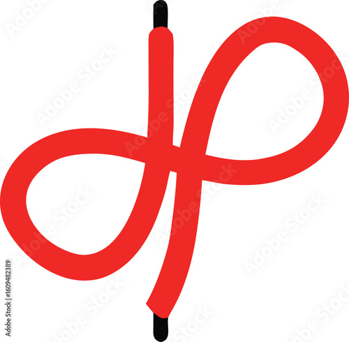 Red loop with black ends symbol abstract