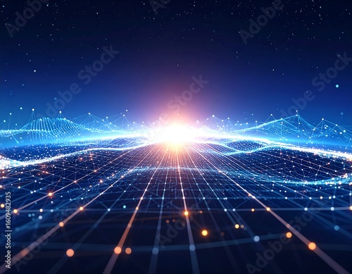 Abstract digital landscape at dawn