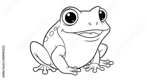 Leaping Frog Vector Outline for Pond Life & Amphibian Coloring Books
