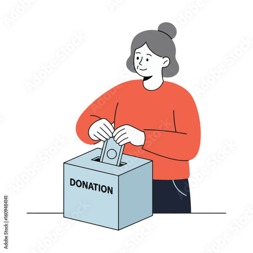 Woman Giving Cash to a Charitable Organization