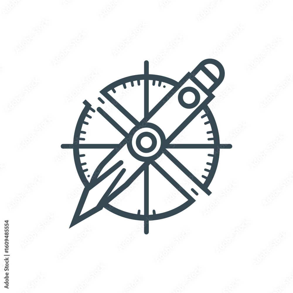 Obraz premium Compass and protractor illustration representing navigation and measurement tools in design