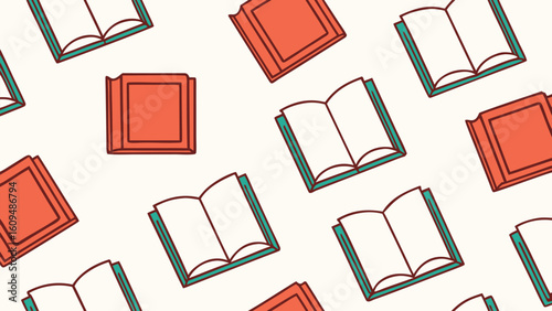 Seamless Pattern of Open and Closed Books for Education and Literature Enthusiasts Ideal for Backgrounds and Digital Paper Designs