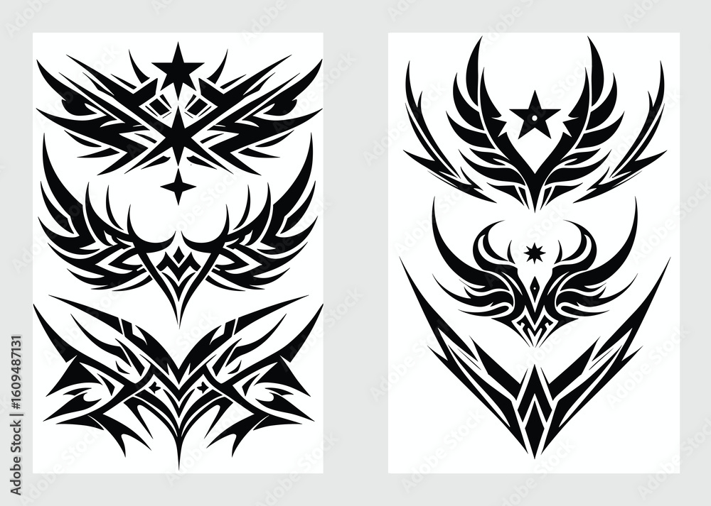 Fototapeta premium Decorative Tribal Motif Tattoo Vector Illustration Arm Back Sleeve Design