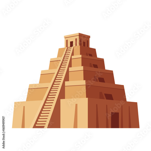 Explore the mysteries of ancient Mayan civilization with this majestic pyramid illustration