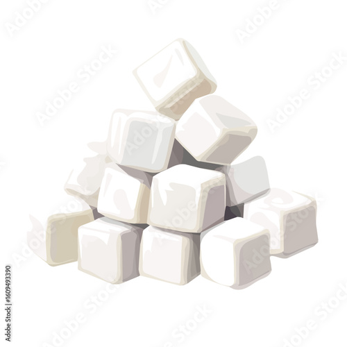 A Minimalistic 2D flat icon featuring sugar cubes bunch, clean vector design, simple illustration style, isolated on a white background, modern element in vector and EPS format. simple design