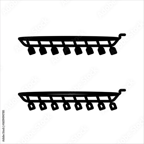 Isolated pictogram icon set of a canoe, representing water sport activity with a person paddling a kayak