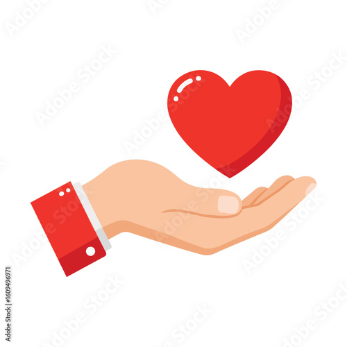 Open Palm Presenting a Vibrant Red Heart Icon
