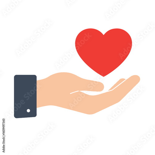 Hand Holding a Red Heart: Symbol of Love and Care