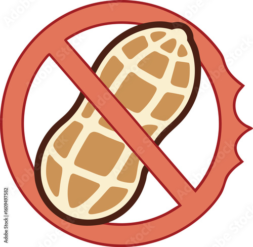 Peanut prohibition symbol vector illustration food allergy