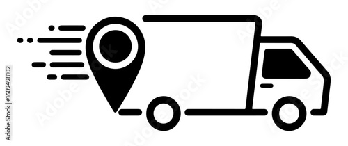 fast shipping delivery truck with map icon