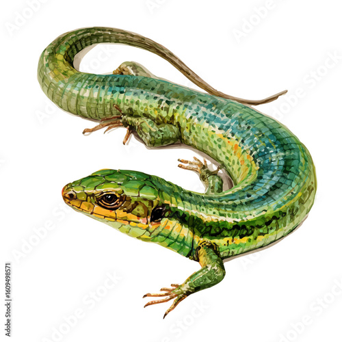 Glass Lizard in watercolor style, vector illustration, isolated on white background.