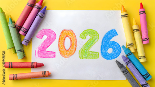 2026 New Year's Colorful Crayon Art
