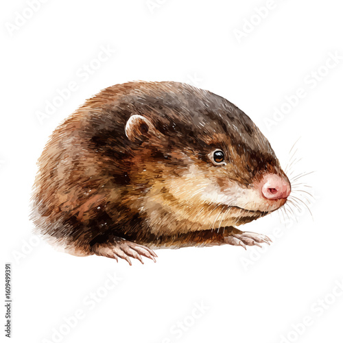 A watercolor painting of Mole, vector illustration on white background.