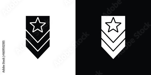 Military rank badge icon. black and white line icons pack.