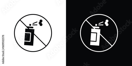 No aerosol spray signs. black and white line icons pack.
