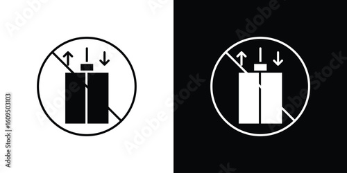 No elevator signs. black and white line icons pack.