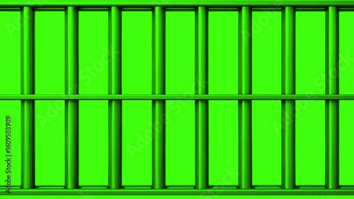 Wallpaper Mural Animation of the opening and closing of black prison bars on the background of chromakey. Open and close jail bars door with alpha matte for use as freedom concept. prison door on green screen. Torontodigital.ca