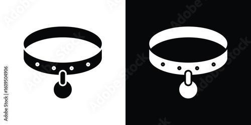Pet collar icon. black and white line icons pack.
