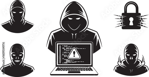 Hacker Silhouette Cyber Security Crime Internet Security Data Breach Virus Attack