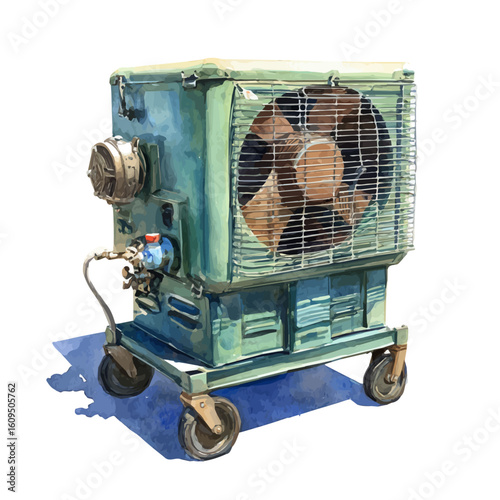Watercolor vector illustration of Evaporative Cooler, isolated on white background.