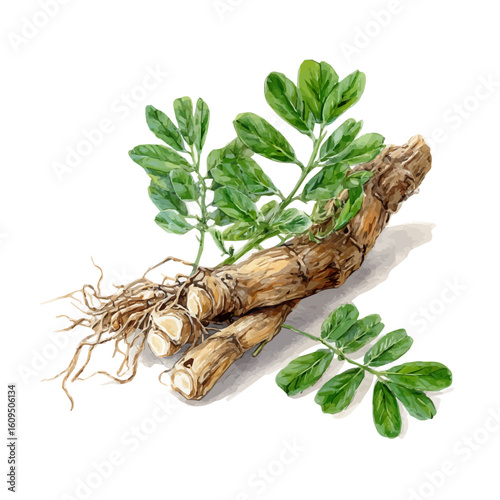 A watercolor painting of Astragalus Root, vector illustration on white background.