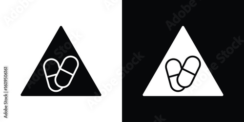 Side effects signs. black and white line icons pack.