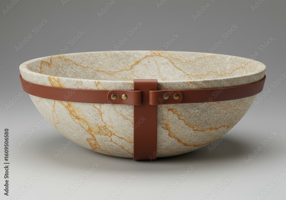 Fototapeta premium A stone bowl with leather straps