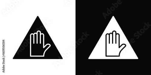 Stop security signs. black and white line icons pack.