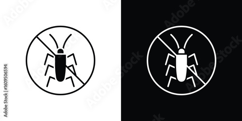Stop insect signs. black and white line icons pack.