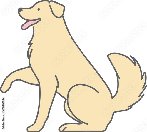 Sitting Dog Illustration
An illustration of a dog sitting with one front paw slightly raised. Suitable for themes such as training, obedience, trust, and cute behavior. 