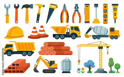 Collection of construction and building related graphics