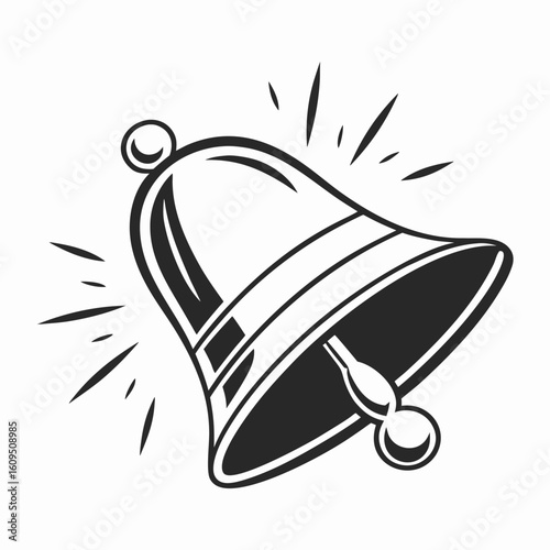 Black bell icon with sound waves notification