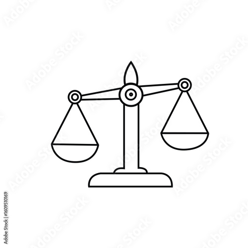 justice scale vector, Flat balance scale icon symbolizing fairness legal judgment law equality or decision making in court and government design concept
