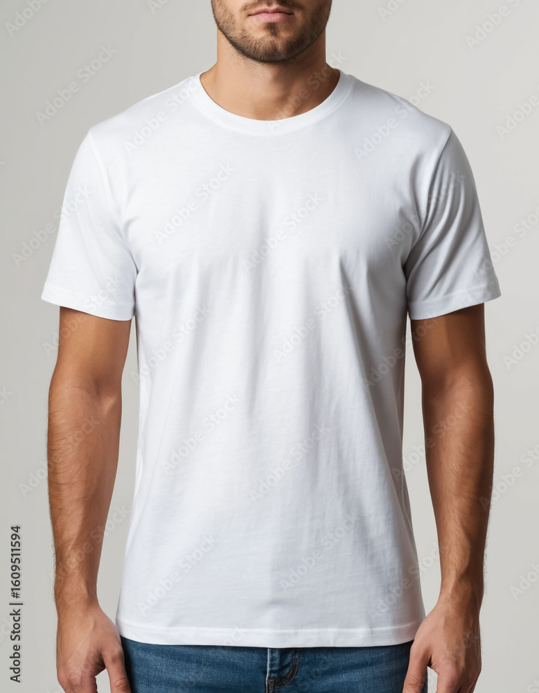 Fototapeta premium white shirt mockup on male model
