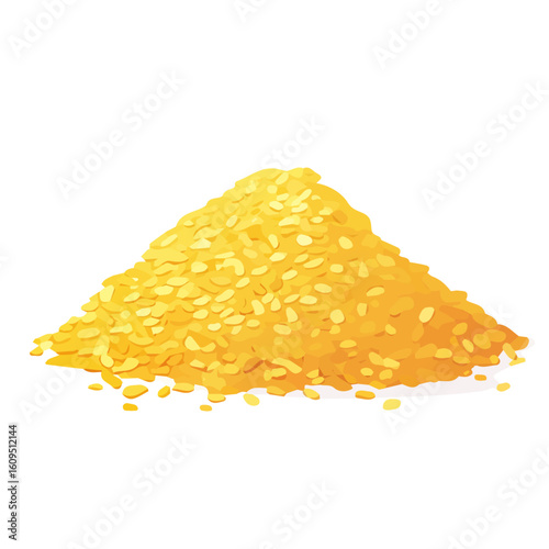  A Minimalistic 2D flat icon featuring a cornmeal pile, clean vector design, simple illustration style, isolated on a white background, modern element in vector and EPS format. simple design