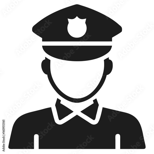Black silhouette vector design of a police officer wearing a hat suitable for various applications