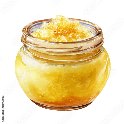 Body Scrub, watercolor painting, vector illustration, isolated on a white background.