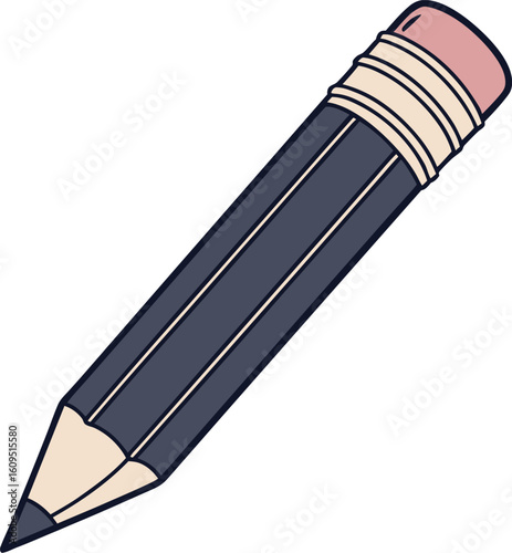 A simple illustration of a dark gray pencil with a pink eraser