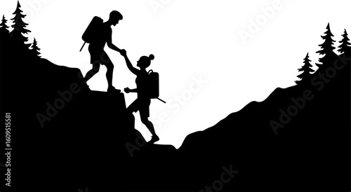 People on the top of the mountain, silhouette, sunset, people, mountain, sky, hill, sunrise, nature, landscape, sun, couple, person, woman, walking, hiker, family, travel, boy, hiking, photographer, e