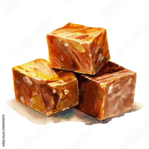 Fudge, watercolor painting, vector illustration, isolated on a white background.